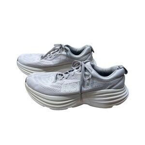 Hoka One One Women's White Light Gray Platform Sneakers